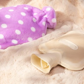 HomeTop Premium Classic Rubber Hot or Cold Water Bottle with Soft Fleece Cover (2 Liters, Purple)