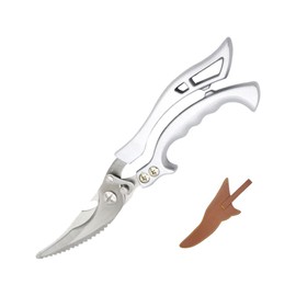 Poultry Scissors, Poultry Scissors, Sharp Kitchen Scissors with Metal Handles for Chicken, Poultry, Meat, Bone Scissors Made of Stainless Steel, with Holster