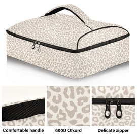 SUABO Leopard Casserole Carrier For Hot or Cold Food, Insulated Casserole Dish Carrier Bag with Lid, Food Carrier For Travel Party Picnic Tote Bag