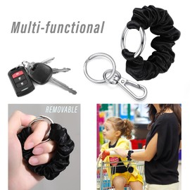 SAM & LORI Key Bracelets for Women Wristlet Keychain for Women Birthday Gift Mom Mother Scrunchie Wrist Key Holder Stretchy Black Car Keys Ring Wristband Stocking Stuffers Christmas Day Valentines