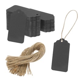 MECCANIXITY 200Pcs Kraft Paper Gift Tags with String,1.8x3.7 Inch Wood Pulp Paper Labels Black Gift Bags Tag for Price Tags,Christmas Gifts, DIY Crafts, Wedding, Party Favors