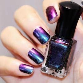 Blue Purple Chameleon Nail Polish, Chrome Holographic Shimmer Iridescent Quick Dry Glitter High Glossy Shine Rainbow Nail Art No Require Cured (N22, 6