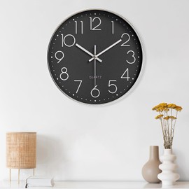 Diompirux 20 cm Wall Clock Without Ticking Noises Silent Analogue Modern High Accuracy Wall Clock Easy to Read Quartz Silent Wall Clocks Round Decorative Wall Clock for Office, Living Room, Kitchen,