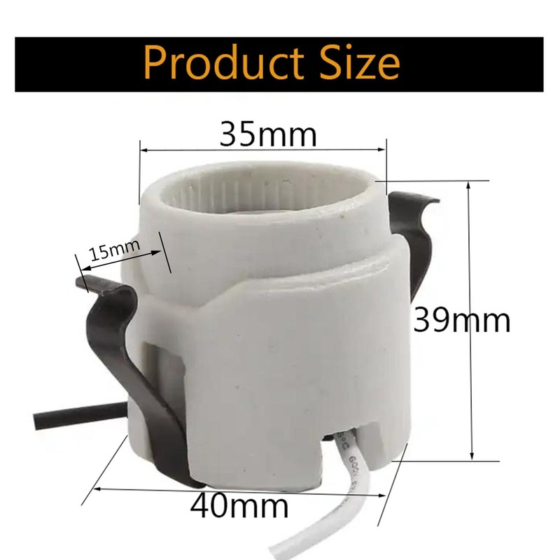 JNXQWE U-Clip Snap-in Med. Base Socket,Medium Base Keyless Socket,Porcelain Snap-in