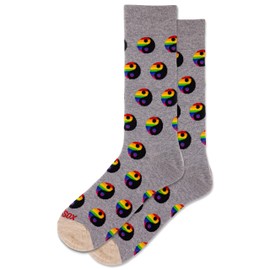 HOTSOX Men's Pride Yin Yang Crew Socks 1 Pair Pack, Gray, Men's Shoe Size: 6-12, Grey, 6-12