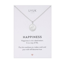 LUUK LIFESTYLE Stainless steel necklace with Yin Yang pendant, symbol for the circle of life, friendship gift for best friends, silver