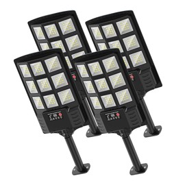 Solar Street Lights Outdoor Waterproof,6500K Solar Lights Outdoor 12000LM LED Solar Flood Light, 320 Wide Angle with Motion Sensor and Remote Control for Yard,Fence,Parking lot,Garage,Yard (4 Pack)