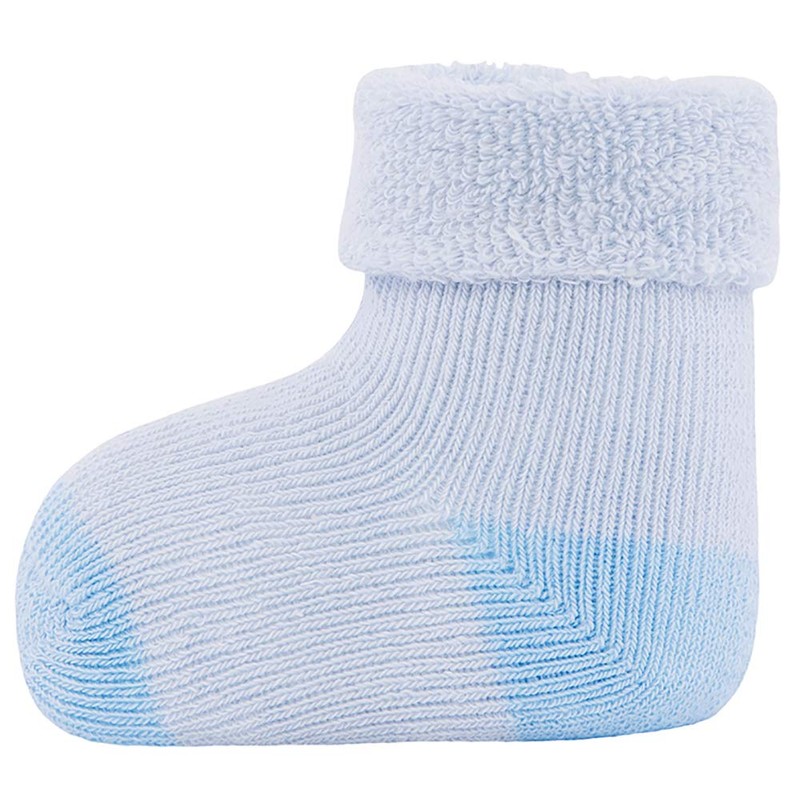 Ewers 3-pk newborn socks terry icy blue