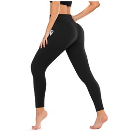 DHSO High Waisted Leggings for Women – Tummy Control Yoga Pants for Workout Athletic Black Large-X-Large