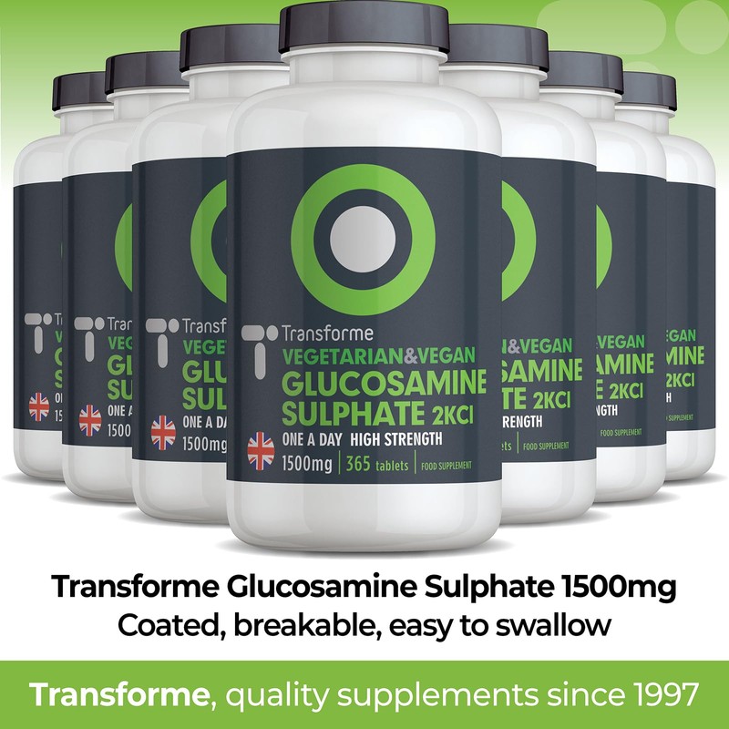 Glucosamine Sulphate 2KCl 1500mg 365 Tablets, 1 Year Supply, Vegan