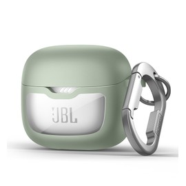 SURITCH Case Compatible with JBL Tune Flex, Shockproof Magnetic Locking Headphone Protective Case with Cleaning Set & Carabiner Keychain (Green)