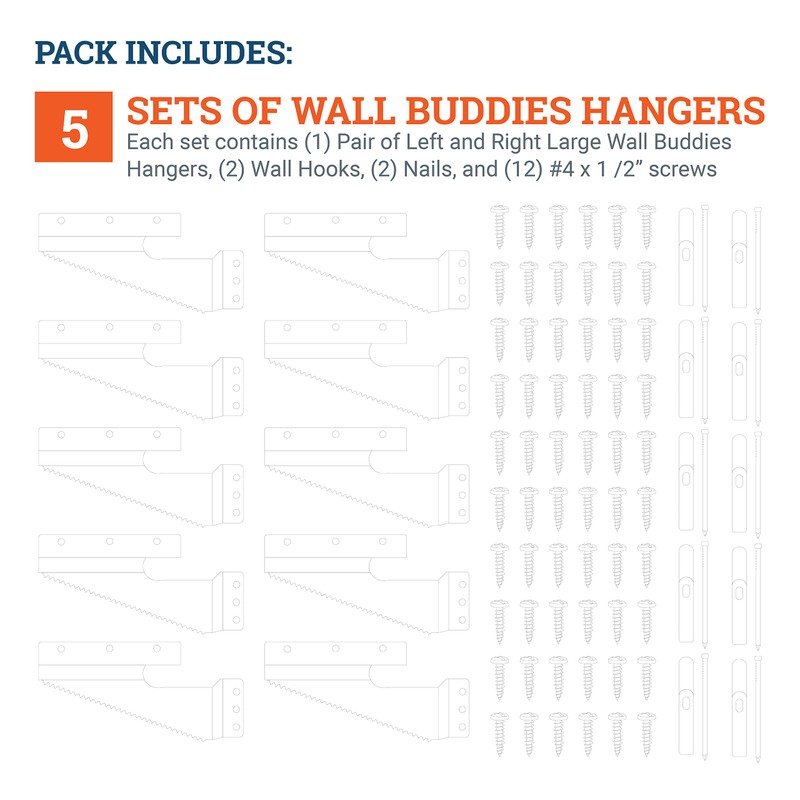 Wall Buddies Large Hanger for Wood Picture Frames - Supports