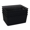 Morcte 4-Pack Plastic Storage Weave Baskets, Plastic Shelf Baskets, Black