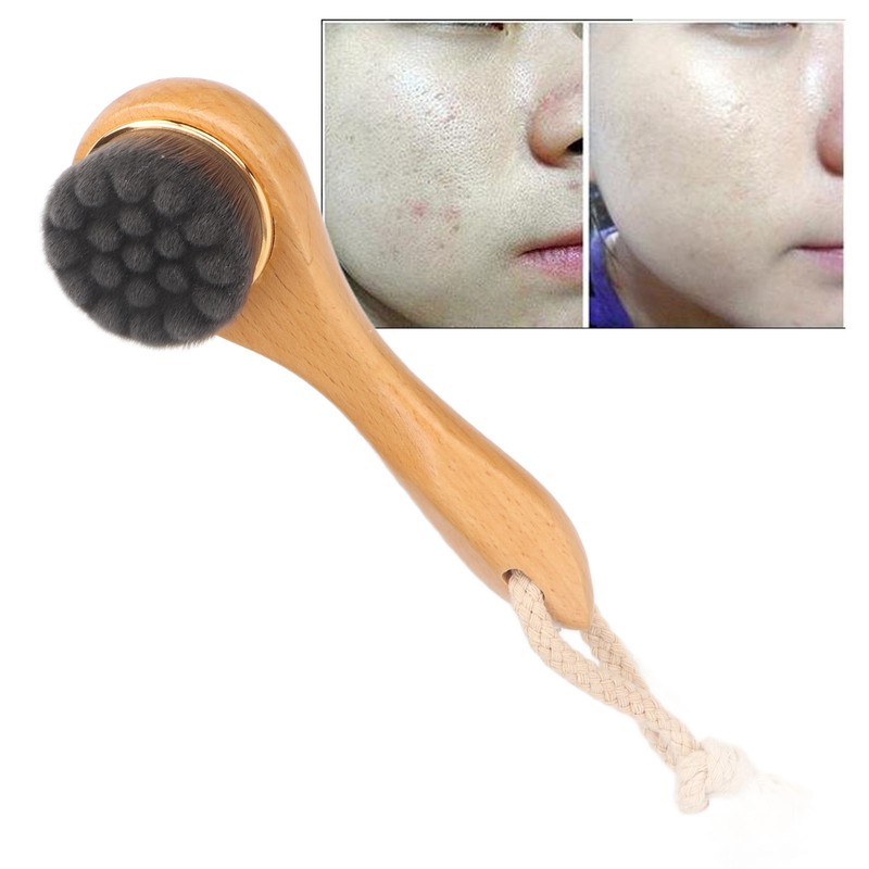 Manual Facial Cleansing Brush Men Women Beech Handle Soft Fiber