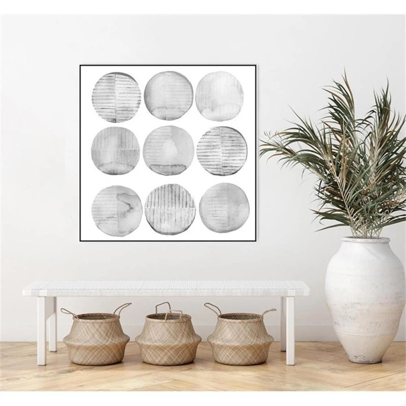 Giant Art Canvas 20x20 Soft Circles II Framed in Multi-Color