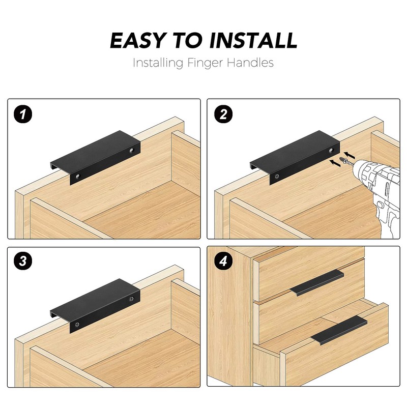 Ravinte 6 Pack Finger Pulls for Cabinets 254mm/10 Length Black