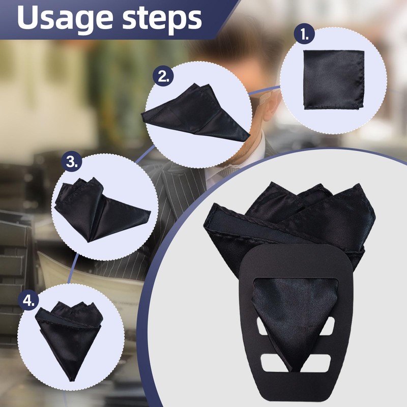 SMLBJUTE Pocket Squares for Men Black Pocket Squares Holder for
