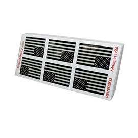 Left and Right Set Mini Black and Gray USA Flag Sticker American Subdued Reverse Decal Tag Phone Car Truck Vehicle Window Graphic Plate