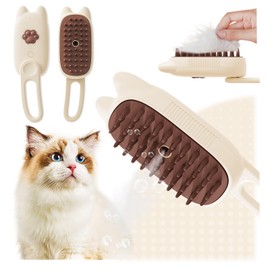 Steamy Cat Brush Cat Steam Brush 3 in 1 Cat Steam Brush for Massage Detangling and Hair Removal Cat Grooming Brush For cats and dogs (milky)