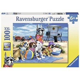 Ravensburger - No Dogs on The Beach - 100 Piece Jigsaw Puzzle - Hilarious Beach Scene of Dogs Dressed for Seaside - Bold Colors - Premium Quality - Ideal Gift - Screen-Free Fun - Children Age 6+