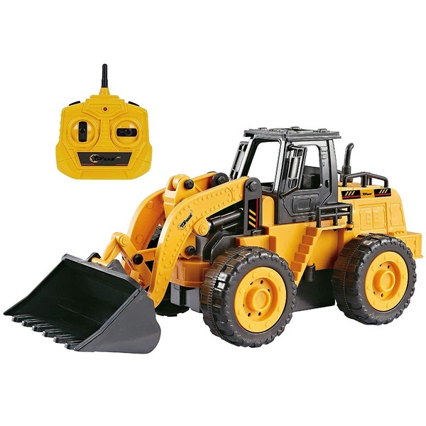 Top Race Remote Control Digger Front Loader Fully Functional RC Tractor Front Loader Remote Control Tractor 5 Channel Digger Toys Construction Truck Toy Kids Tractor for Boys and Girls
