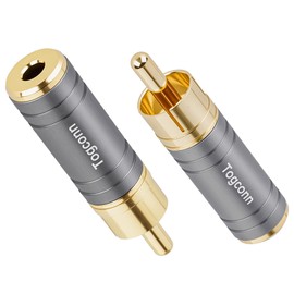 RCA to 3.5mm 1/8 Inch Audio Adapter 2Pack, RCA (Male) Plug to 2-Pole 3.5mm 1/8" TS Mono (Female) Jack Converter Connector Gold-Plated Plugs & (Aluminum Shell) for Headphones, Speakers and More