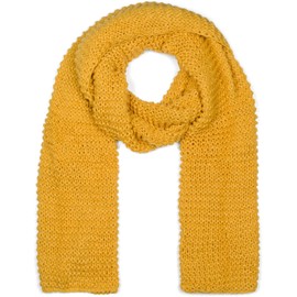 styleBREAKER Ladies Long Knit Scarf with Wavy Knit Pattern, Curry, Warm Winter Scarf, 43 x 210 cm