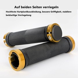 SHULLIN 1 Pair of Ergonomic Bicycle Grips Handlebar Grips Bike Handle Grip MTB Grips Handlebar Grips with Aluminium Lock and Allen Key for 22.2 mm Bicycle (Gold)