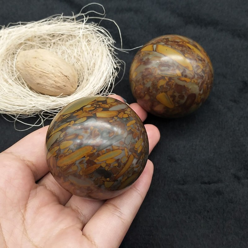 juanxian 2" Feng Shui Nuwa Stone Baoding Balls Chinese Health