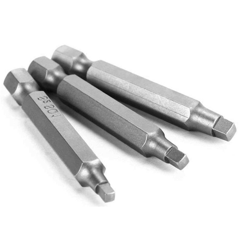 50mm Square Head Screwdriver Bit Set with 1/4 Inch Hex