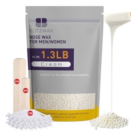 BLITZWAX Kit de cuentas de cera dura de 1.3 libras para hombres y mujeres, depilacin de granos de cera con aroma a crema para nariz, piel sensible,...