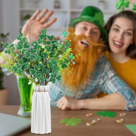 Luabue 8pcs St. Patricks Day Decorations, Artificial Shamrock Lavender Picks Fake Green Berry Stems Clover Flower Floral Branches for St. Patrick's Day Home Party Table Centerpiece Irish Decor