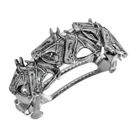1928 Jewelry Racing Horses Ponytail 2 Inch Hair Barrette Clip, (1 Pcs), Equestrian Jewellery For Women
