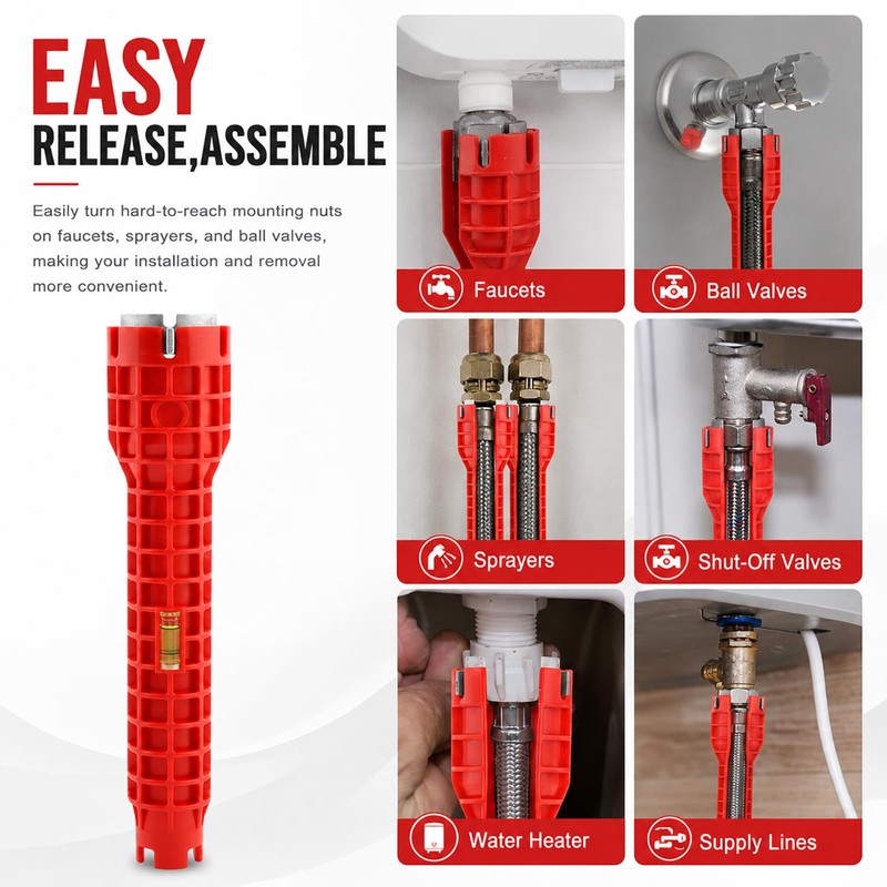 14-in-1 Multi-functional Wrench for Toilet, Kitchen Plumbing Installation and Repairs