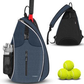 Ytonet Tennis Bag, Tennis Sling Backpack Crossbody Water Resistant for Men Women, Compatible for Pickleball Badminton Rackets