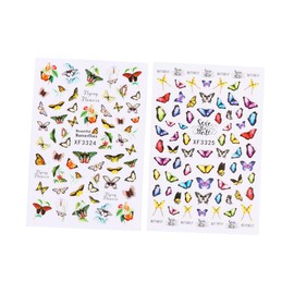 HONMEET Unique Butterfly Nail Art Stickers 8 Sheets Women's Nail Stickers DIY Manicure