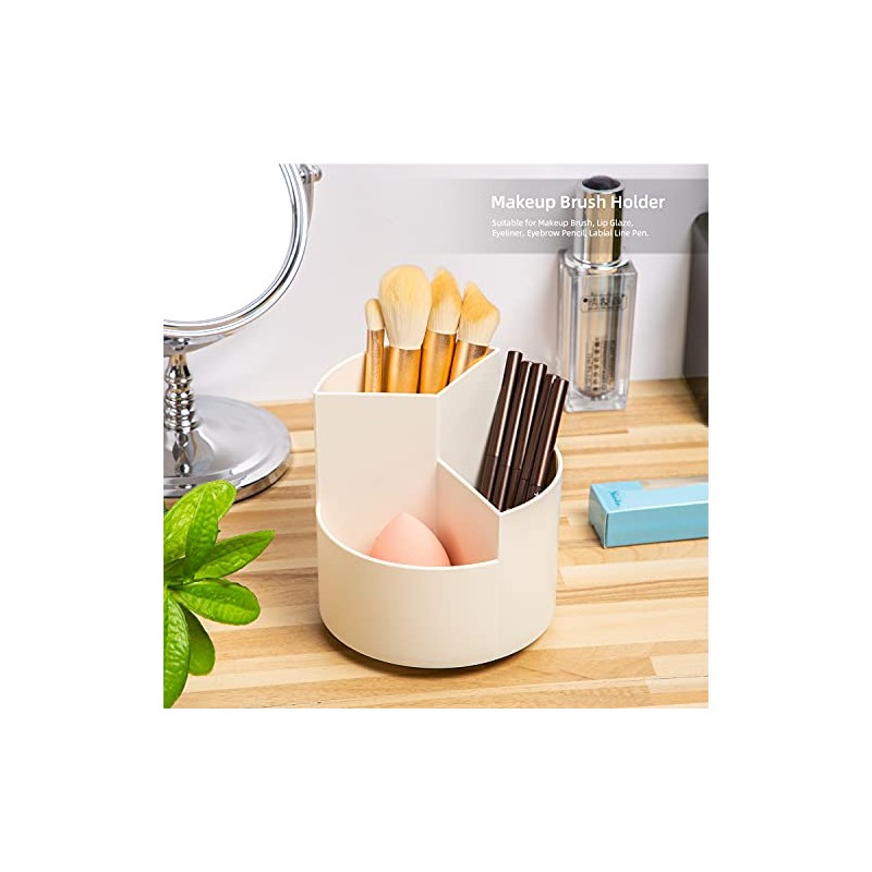 360-Degree Rotating Desk Pencil Holder with 3 Slots