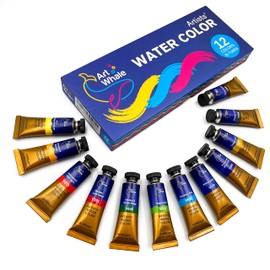 Watercolor Paint Set - 12 Colors in 15 ml Tubes (0.5 Fl Oz) for adults, professional painters, students - Non Toxic paint - Art Supplies