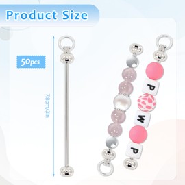 KURTOPLLY 50pcs Beadable Keychains, Keychain Making Supplies Pendant Making Kit for Pendant DIY Crafts Jewelry Making