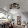 HUEOCZW 20" Caged Ceiling Fan with Light and Remote，bladeless Ceiling