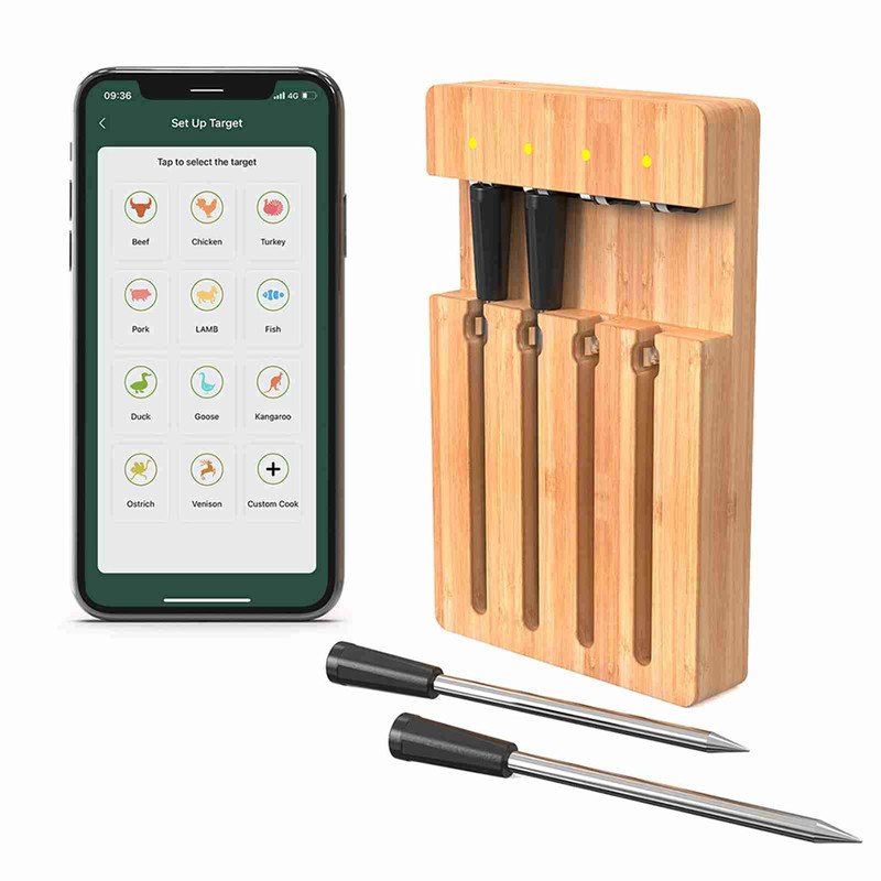 Bluetooth Barbecue Thermometer 0-100°C IPX7 Water Resistant Smart Wireless Probe