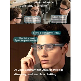 AI Smart Glasses with 8MP HD Camera Recording Voice Assistant Real-Time AI Translation Open-Ear Audio Music Noise Canceling Mic Object Recognition Bluetooth Glasses for Men Women