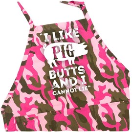 ApronMen, I Like Pig Butts BBQ Grill Adjustable Apron for Men, Pink Camo, One Size