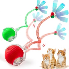 JinRui-T 2 PCS Active Rolling Ball with Tail for Dogs,Cat Chase Toy Chewie Rollie Pet Smart Chase Ball, Interactive Smart Cat Toy PetBall