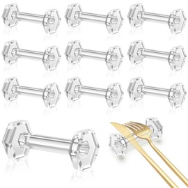 SiliFine 10 Pcs Acrylic Dumbbell Knife Rest Bulk High Transparent Knife Holder for Placing Tableware Table Decoration Favor Gifts