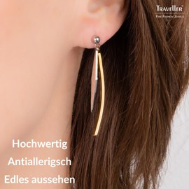 Traveller 181287 Women's Stud Earrings – Bicolour Gold & Silver – 50 x 4 mm – Stainless Steel – Gold-Plated, Stainless Steel Yellow Gold