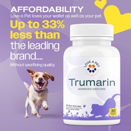 Trumarin Advanced Liver Support for Large Dogs – Natural Liver Health Formula with Milk Thistle (Silymarin) & (SAM-e) – Vet-Recommended Detox & Repair – 30 Tablets