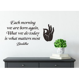 Buddha Quotes Wall Sticker, Buddhism Saying Each Morning Zen Decor Decal,Vinyl DIY Remove Wallpaper Mural for Yoga Studio Salon Living Room