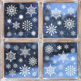 Horaldaily Pack of 224 Christmas Stickers Clips, White Snow Window Decal for Home, Party, Shop, Window, Glass, Display, Decoration