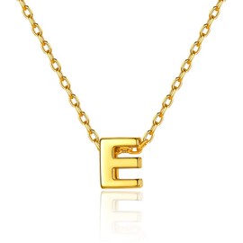 Silvora S925 Silver Letter Pendant, Name Initial Necklace, A-Z for Silver Name Necklace, Women, Children & Men, 46 cm + 5 cm Extension Chains, Gold